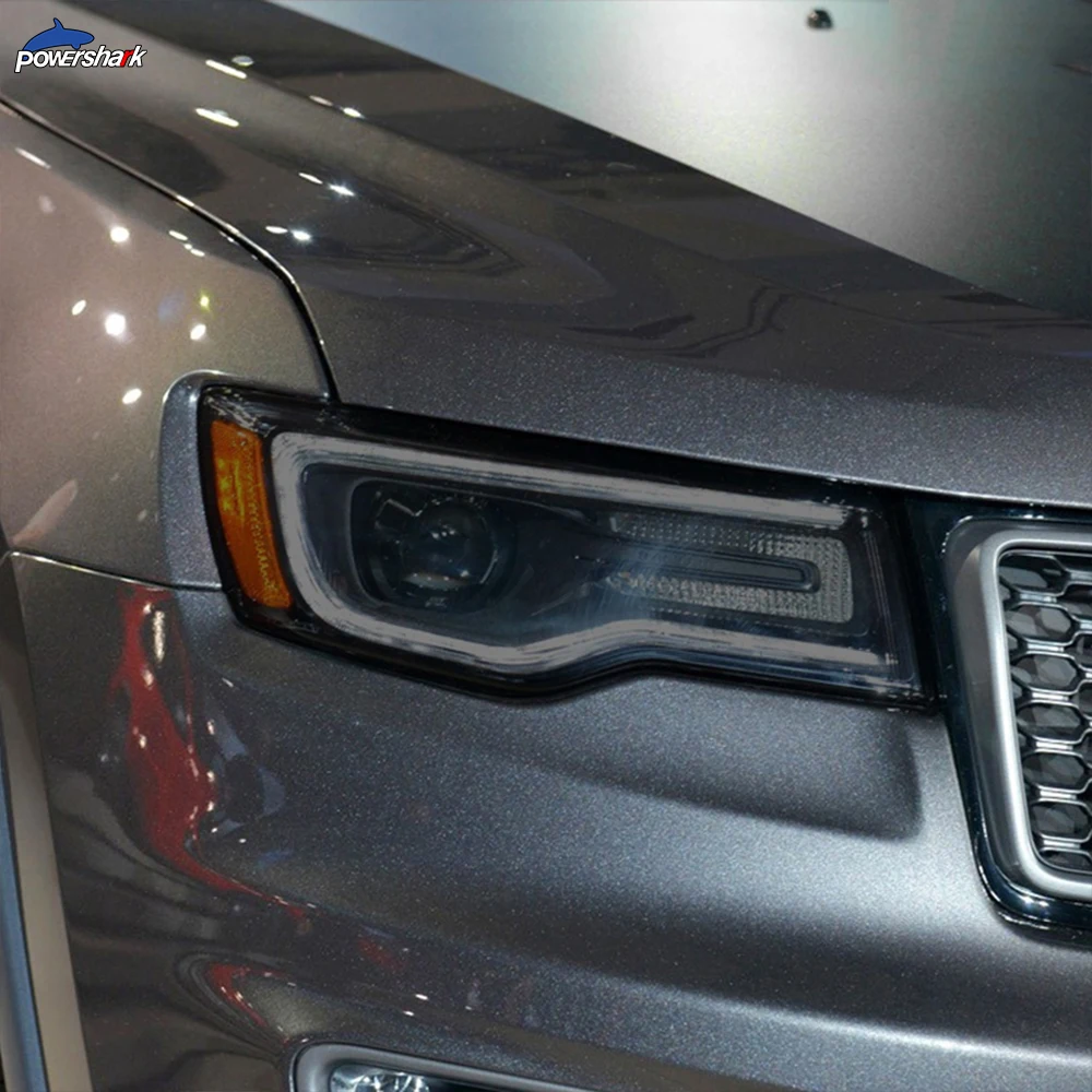 2 Pcs Car Headlight Tint Black Protective Film Protection Transparent TPU Sticker For Jeep Grand Cherokee WK2 2014 - Accessories |