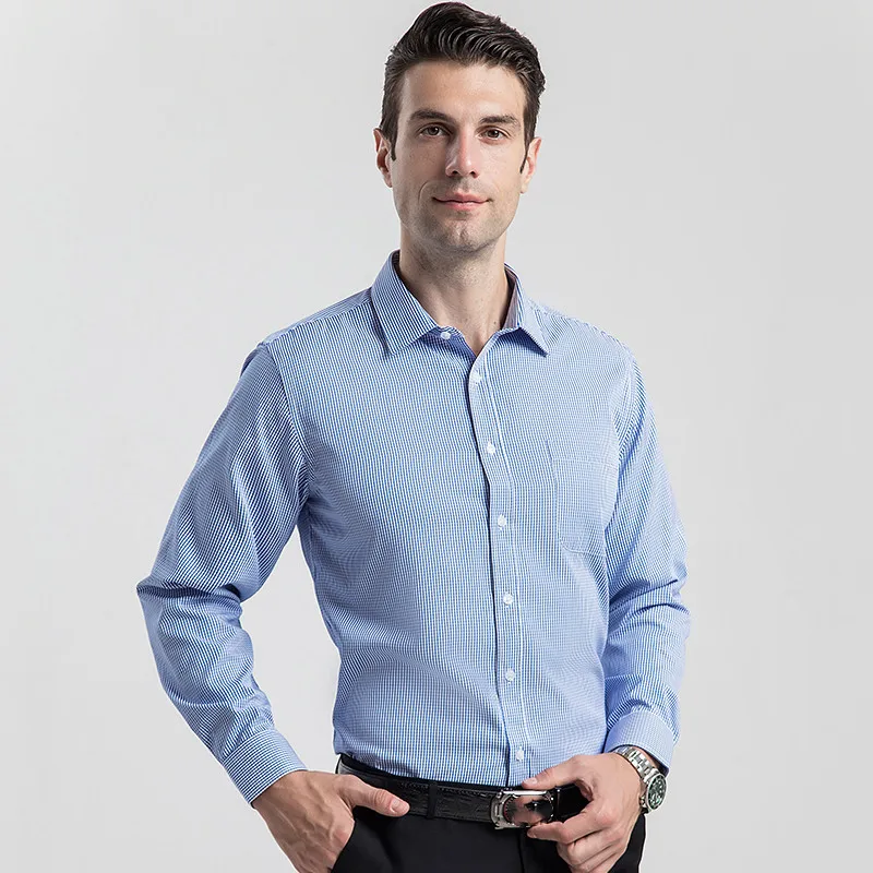 Мужская классическая рубашка в клетку Классическая Повседневная Формальная