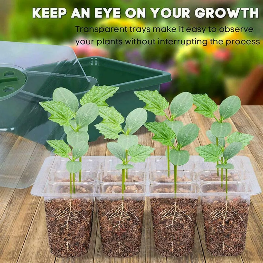 12 Hole Plastic Nursery Pots Planting Seed Tray Kit Cells Grow Box Seedling Starter Germination Garden | Дом и сад