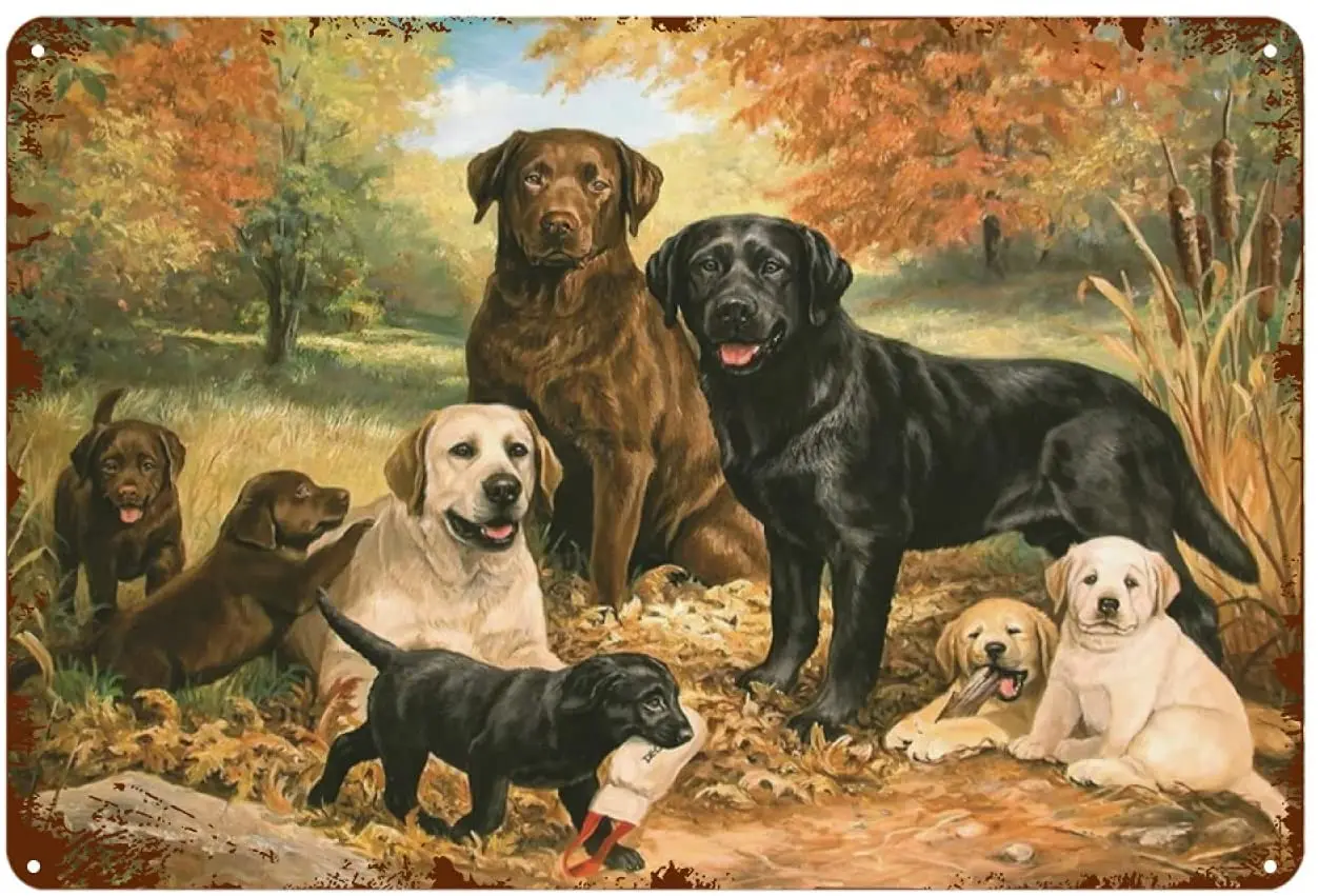 

Cute Labrador Retriever personality metal tin standard dog suitable for indoor and outdoor home wall decoration