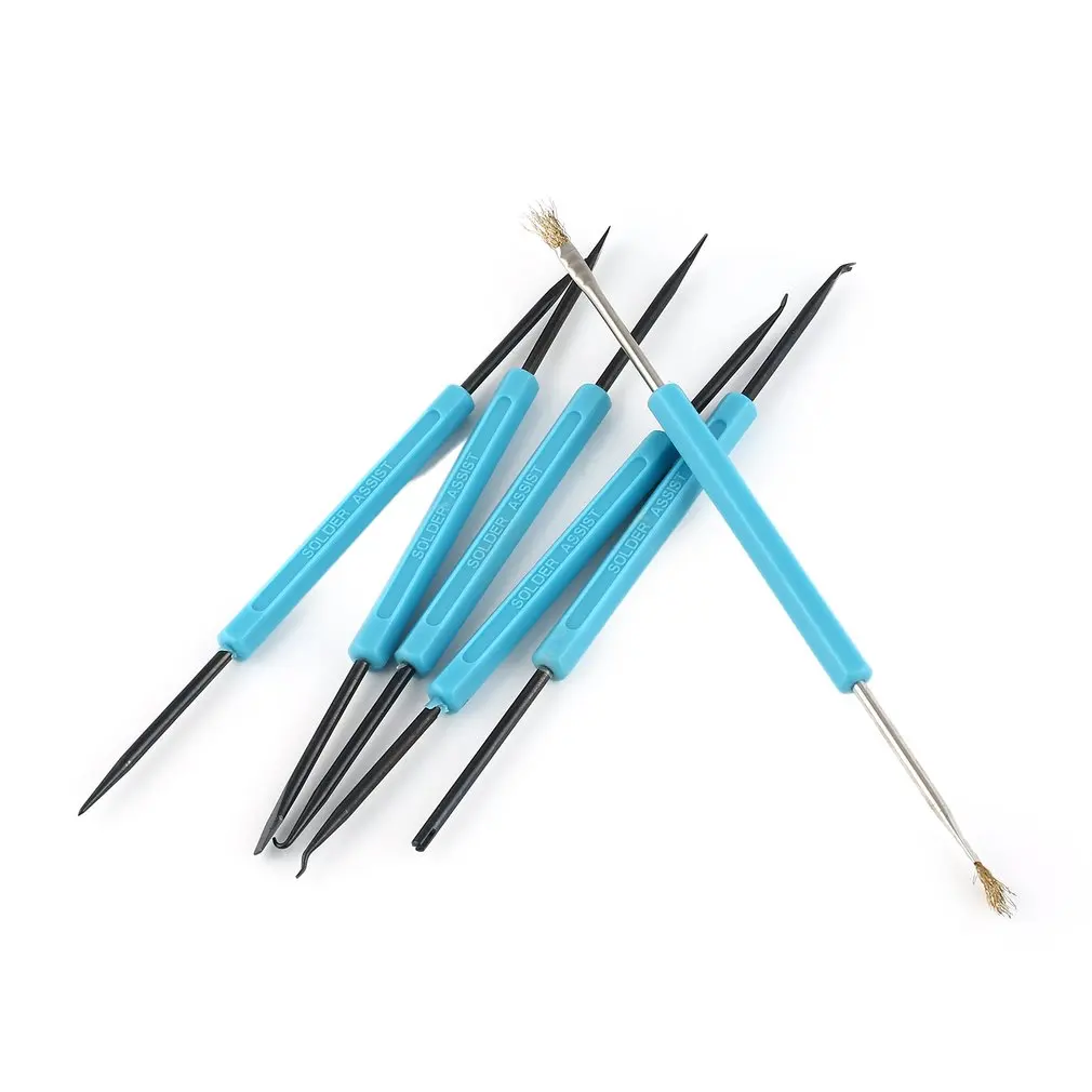 

6Pcs Welding Solder Tool Electronic Heat Assist Set Knife Fork Reamer Chip Hold Brush Needle Kit For All Domestic Machine