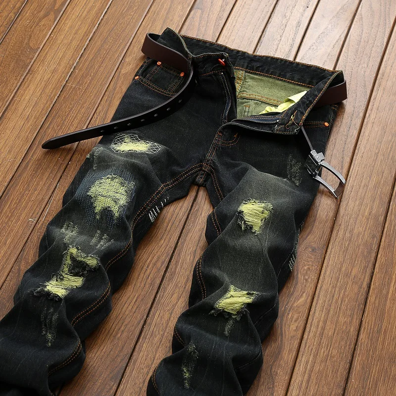 

Jeans men's hole fashion men's straight jeans