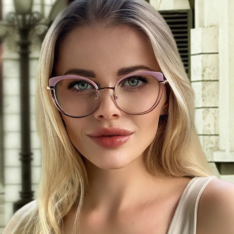 

FENCHI TR90 Anti Blue Light Blocking Glasses Frame Women Luxury Designer Two-tone Retro Eyeglasses for Ladies Optical Frame