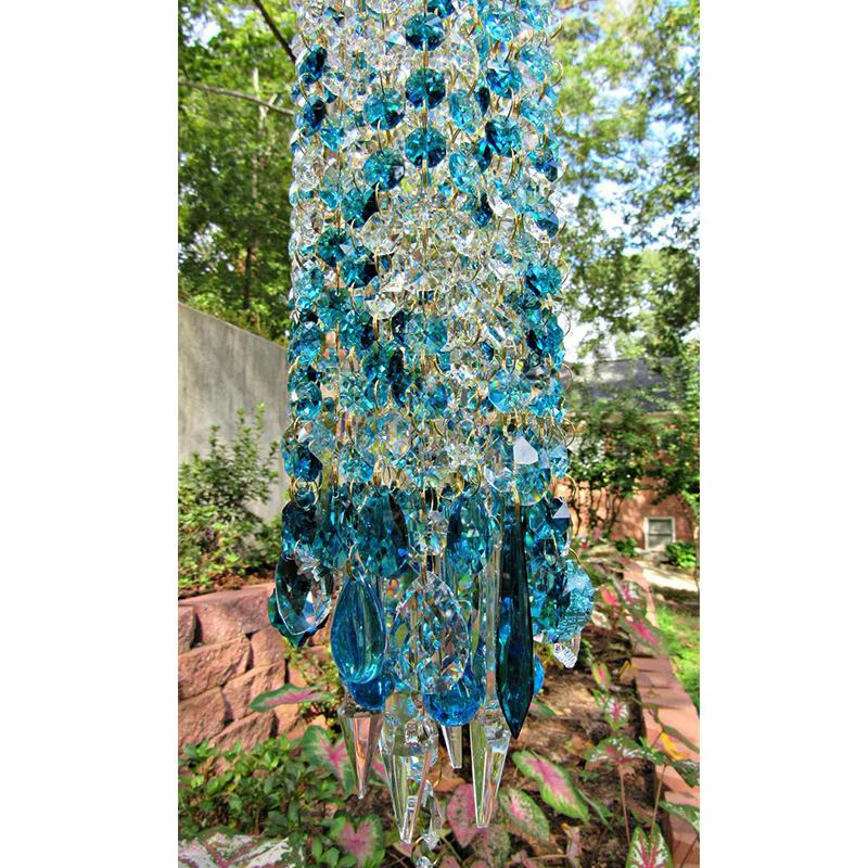 

Hot Blue Aurora Crystal Wind Chimes Glass Suncatcher Hanging Ornament Home Garden Decoration MVI-ing
