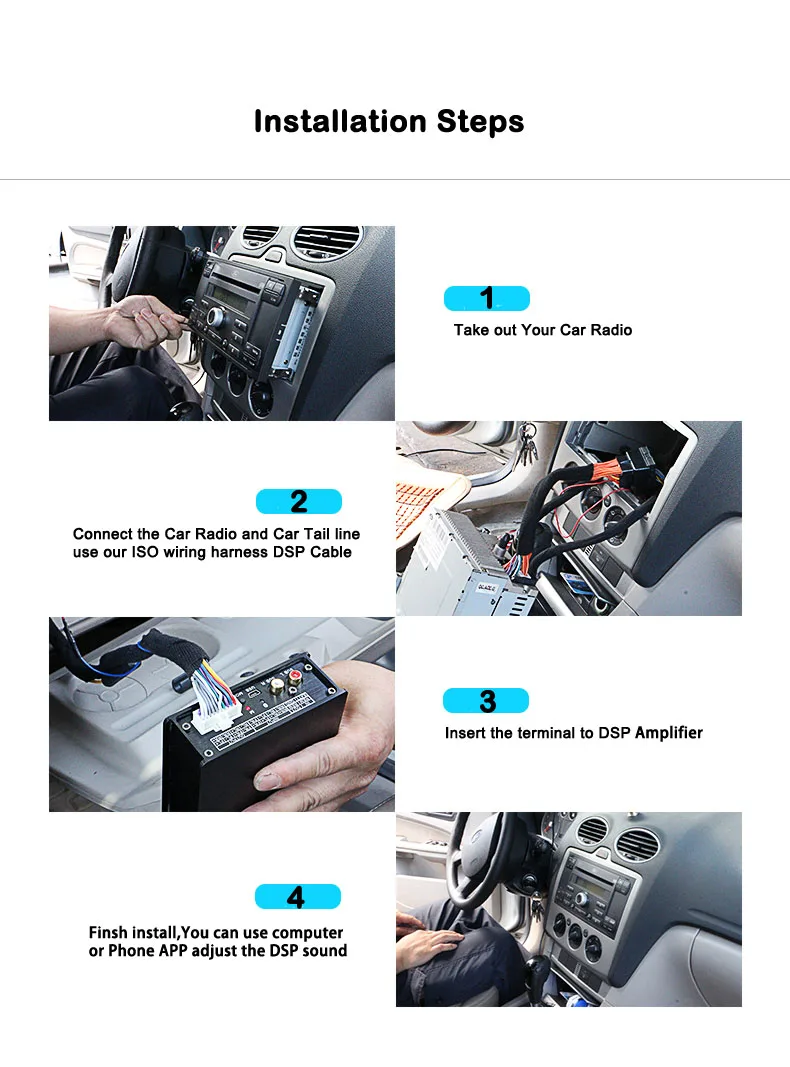 PUZU C7 8 полос 12 В 4x150 Вт автомобильный DSP усилитель цифровой аудио процессор Bluetooth Wi-Fi для компьютера мобильного телефона настройка эквалайзера