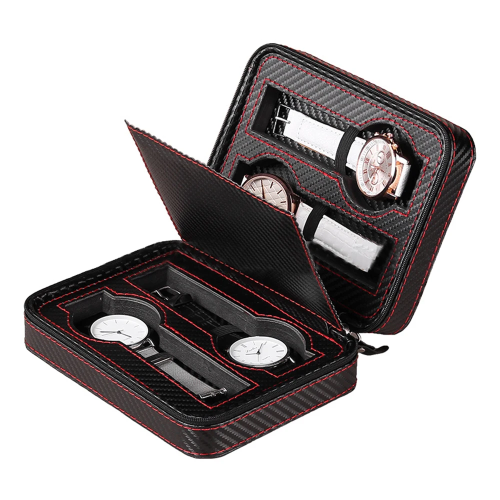 2/4/8 Slot PU Leather Watch Box Portable Travel Watch Storage Case For Men Women Watch Display Jewelry Organizer Case Gift