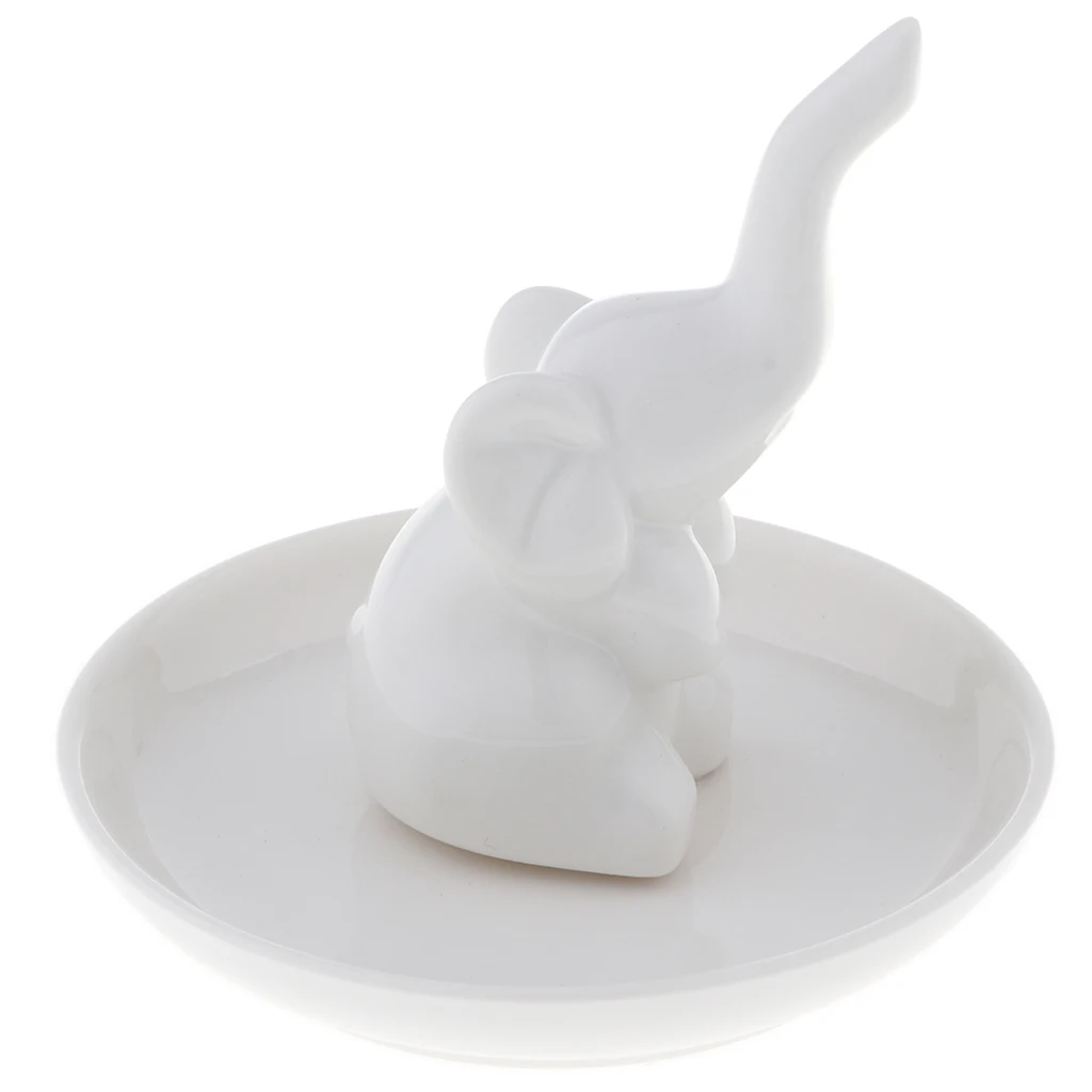 White Dish Elephant Керамический органайзер для ювелирных изделий лоток браслет ожерелье кольцо держатель тарелка - Цвет: White Dish Elephant