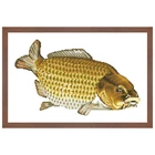 Набор для вышивки крестиком Karp perenabor, белый тканевый комплект с рисунком рыбы, 18 карат, 14 карат, 11 карат, хлопковая нить для рукоделия