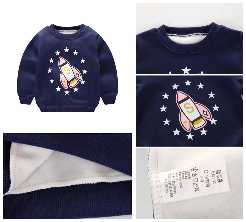 Осенняя Вельветовая Толстовка с длинным рукавом для мальчиков темно синяя