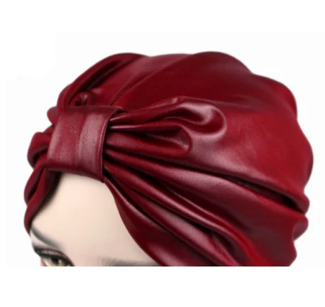Модный женский тюрбан из искусственной кожи повязка для волос химический