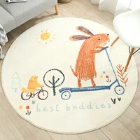 cartoon animal round carpet children non slip thick lambskin bedside blanket rug