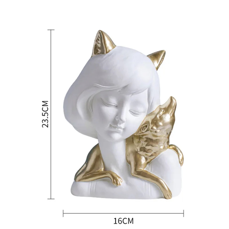 

Creative Personality Ladies and Fox Love Gift People Ornaments Figurine Statue Resin American Style