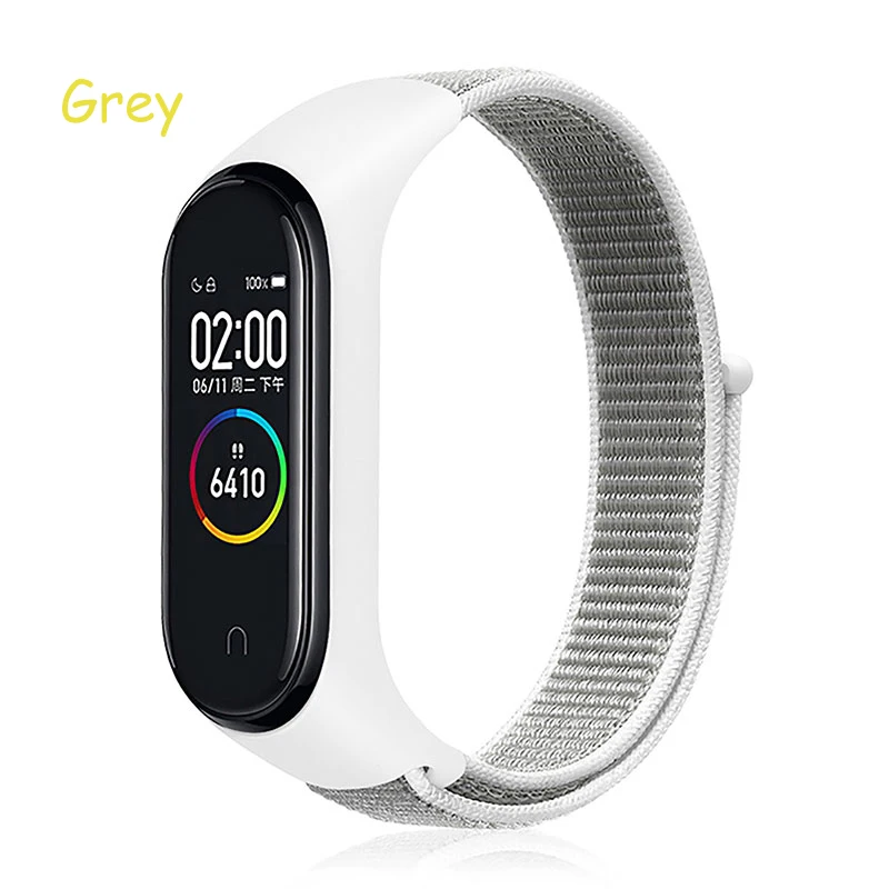 Nylon strap For Xiaomi mi band 3 4 strap Smart bracelet Soft Sport Wristbands For Mi band 4 NFC Global Smart watch women men - Цвет: Grey  strap