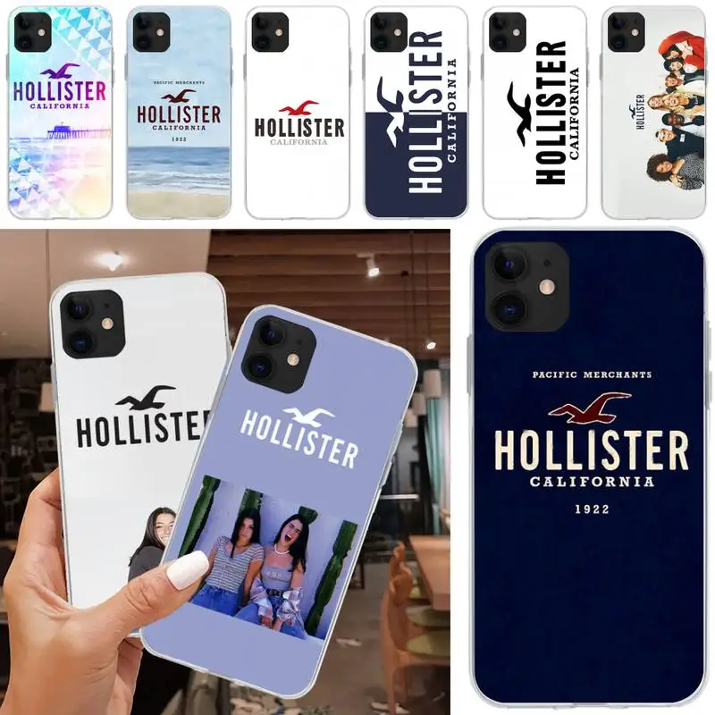 

Leisure Brand HOLLISTER Phone Case Matching Coque Transparent For Iphone XR 11 12 13 Pro X XS Max 6 7 8 6s Plus SE2020 Case