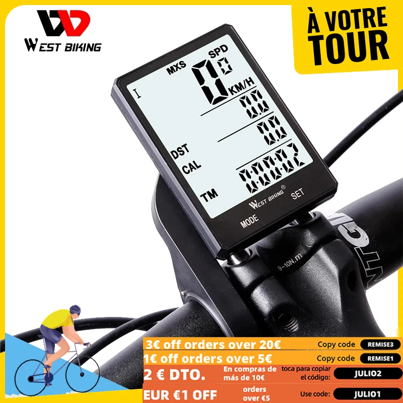 WEST BIKING Водонепроницаемый Велосипедный компьютер с четырехъядерным процессором