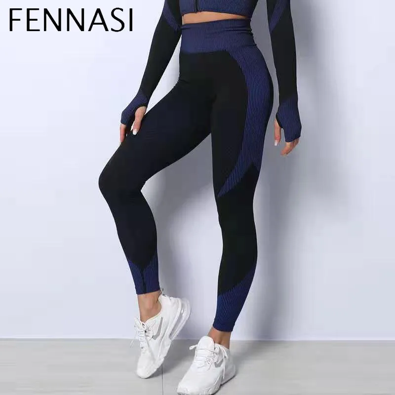 

FENNASI Fitness Suits Yoga Women Outfits 3 Pieces Sets Long Sleeve Shirt +Sports Bra +Seamless Leggings Workout Clothes Gym Wear