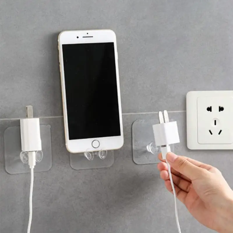 

5pcs Multi-Purpose Hooks Transparent Self Adhesive Door Wall Hangers Hooks Plug Bracket Phone Holder Heavy Load Rack Cup Sucker