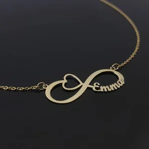 Custom Heart With Name Infinity Necklace For Women Unique Jewelry Stainless Steel Personalized Nameplate Letter Pendant Necklace
