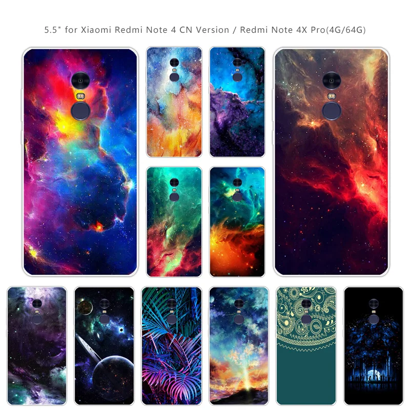 Чехол для Xiaomi Redmi Note 4 note Nebula мягкий силиконовый чехол задняя крышка телефона xaomi mi