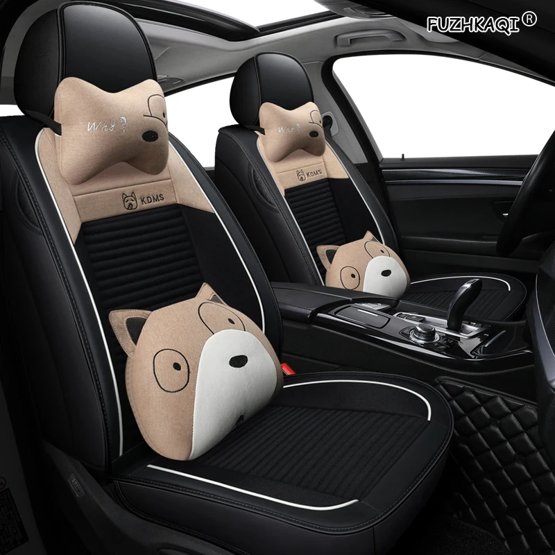 

FUZHKAQI flax car seat covers For mitsubishi pajero sport lancer asx 2011 outlander l200 colt car protector seat cover cars