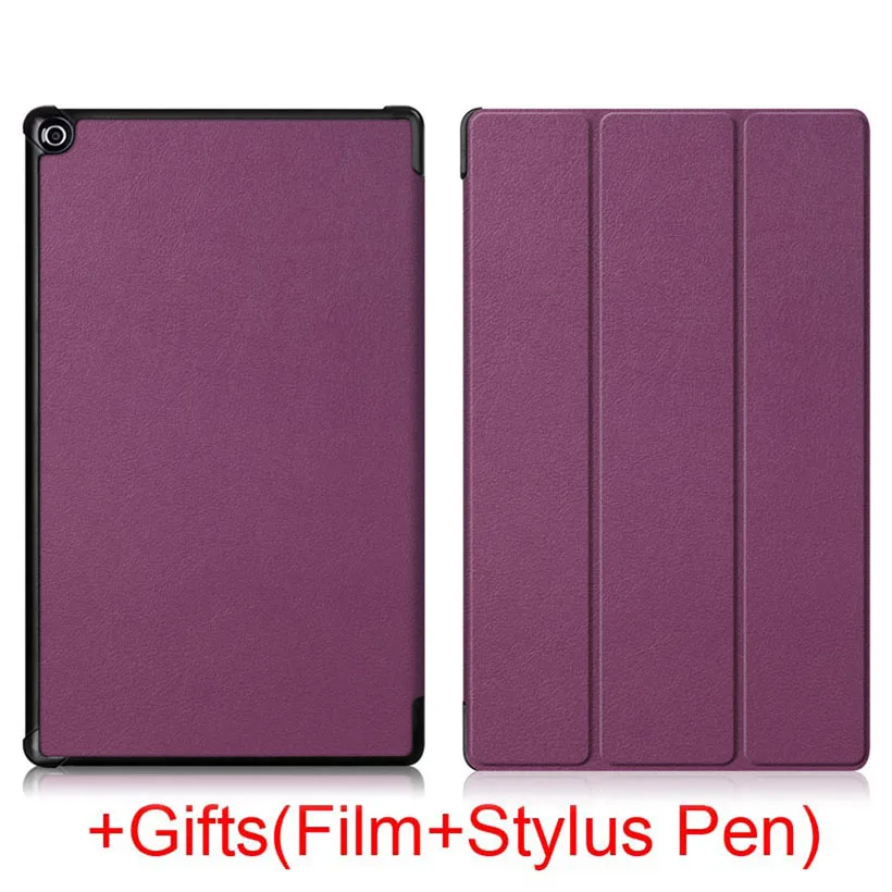 Purple Магнитный чехол с функцией автоматического сна/пробуждения для Amazon Kindle Fire HD 10 10," планшет из искусственной кожи защитный чехол-подставка+ пленка+ ручка - Цвет: Purple