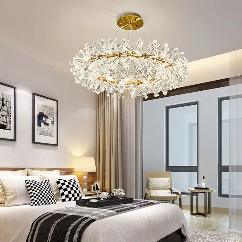 

2020 New crystal flower ceiling chandelier led Luxury indoor lighting home decoration for Living Room Bedroom Restaurant G4 bulb