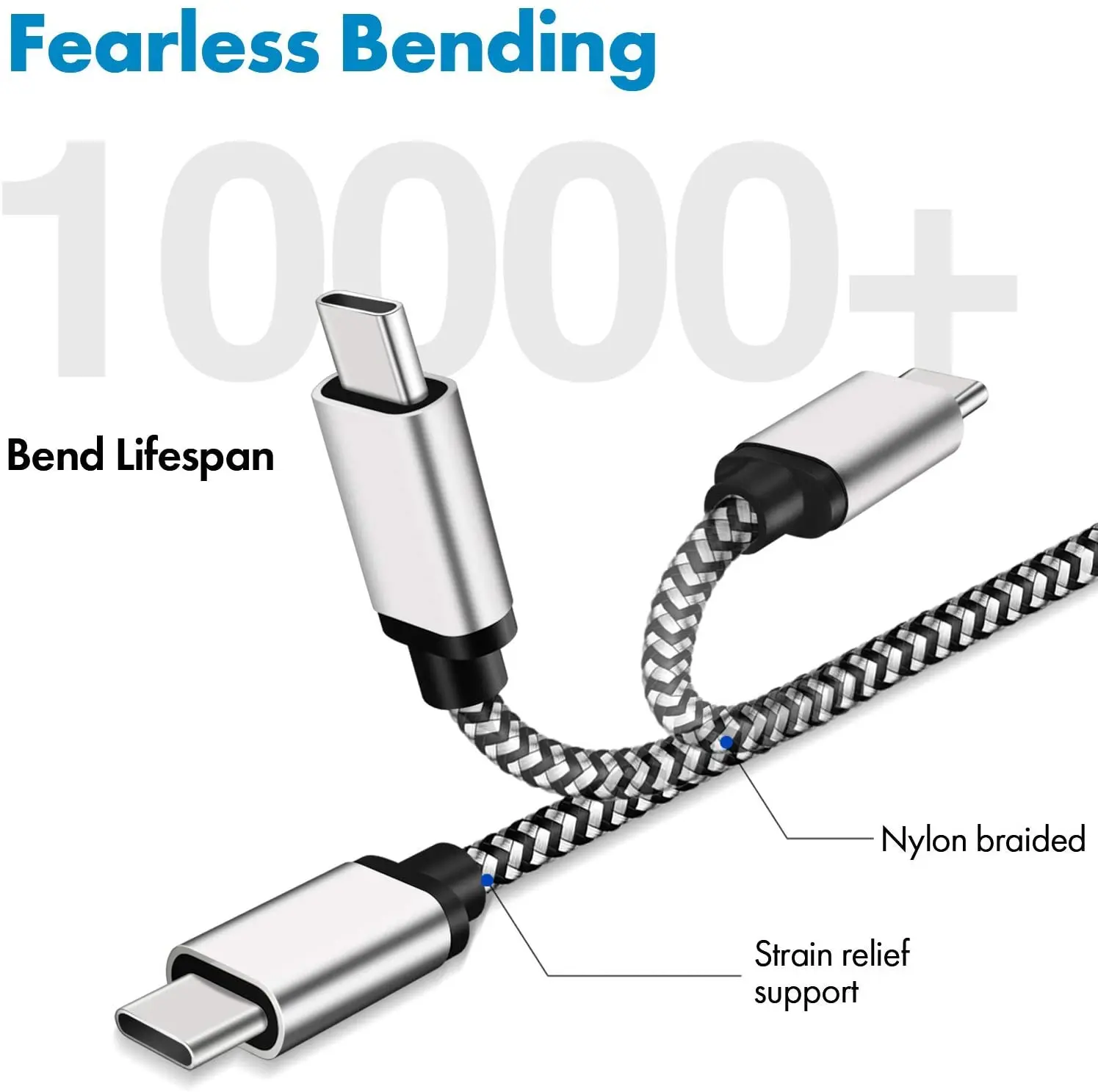10 футов USB C зарядный кабель нейлоновый Плетеный длинный типа для Samsung Galaxy S9 S10 S8 Plus