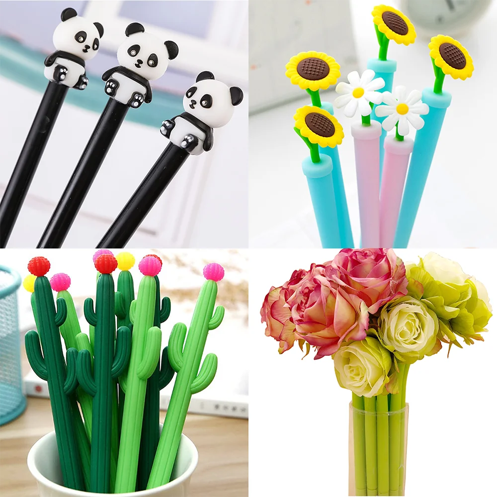 

1Pc Pretty Cute Flower Gel Pens Funny Panda Cat Paw Pig Unicorn Kawaii Office School Supply Writing Ink Ballpoint Pen Stationery