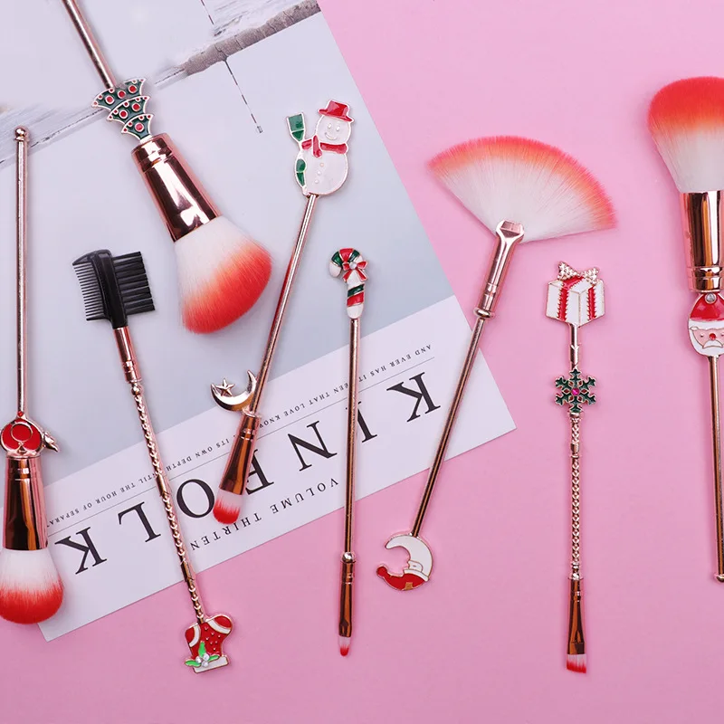 Рождественская Кисть для макияжа с лосем румяна пудра консилер губ кисть теней