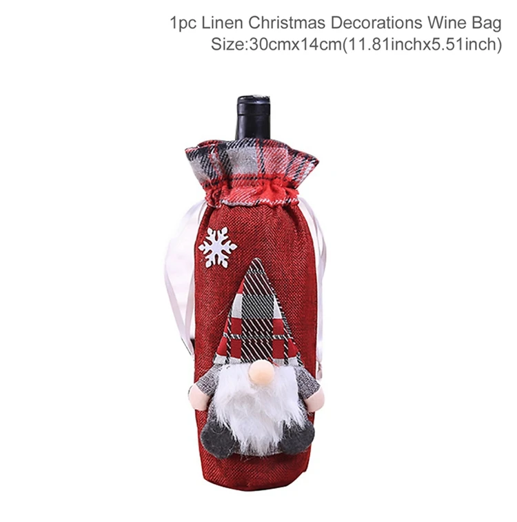 wine bottle set 30 FengRise рождественские украшения для дома Санта Клаус крышка бутылки вина снеговик чулок держатели для подарков Рождество Navidad декор год - Цвет: wine bottle set 30