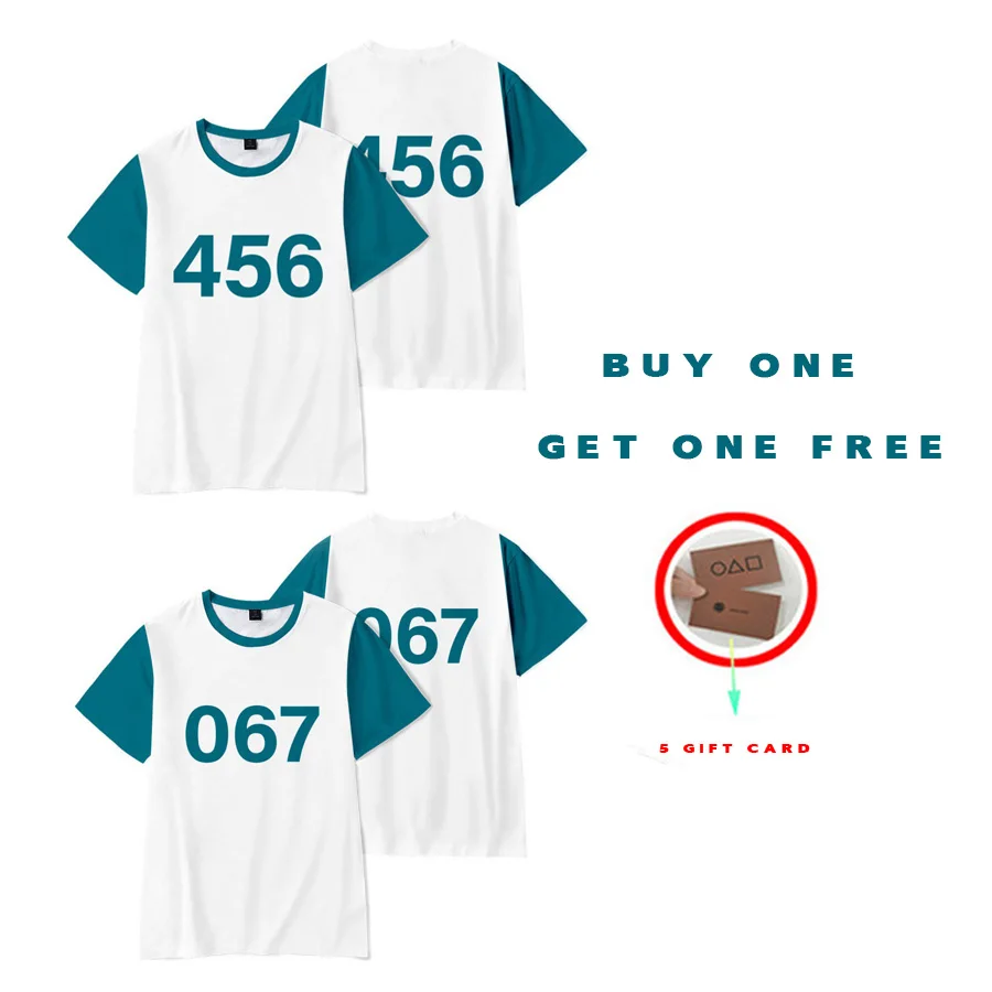 

BoozRey Squid Game T-Shirt Women Halloween Fashion O-Neck 3D Printing Oversized T-Shirts Casual All-Match Short Sleeve Top