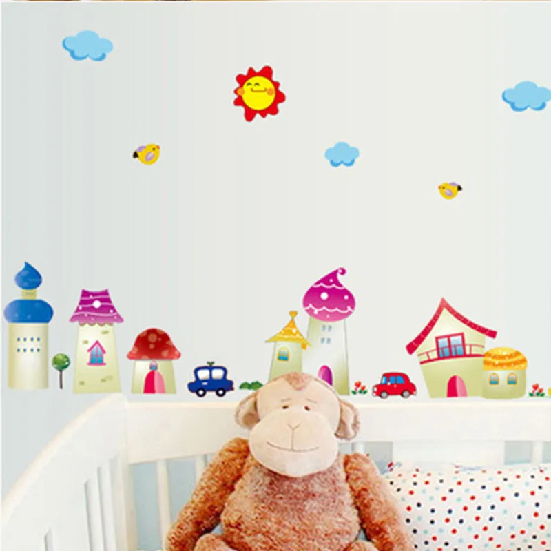 

Cartoon Castle Wall Stickers for Bedroom Nursery Kids Girl Room Vinyl Eco-friendly Removable Decoration Art Mural Home Decals