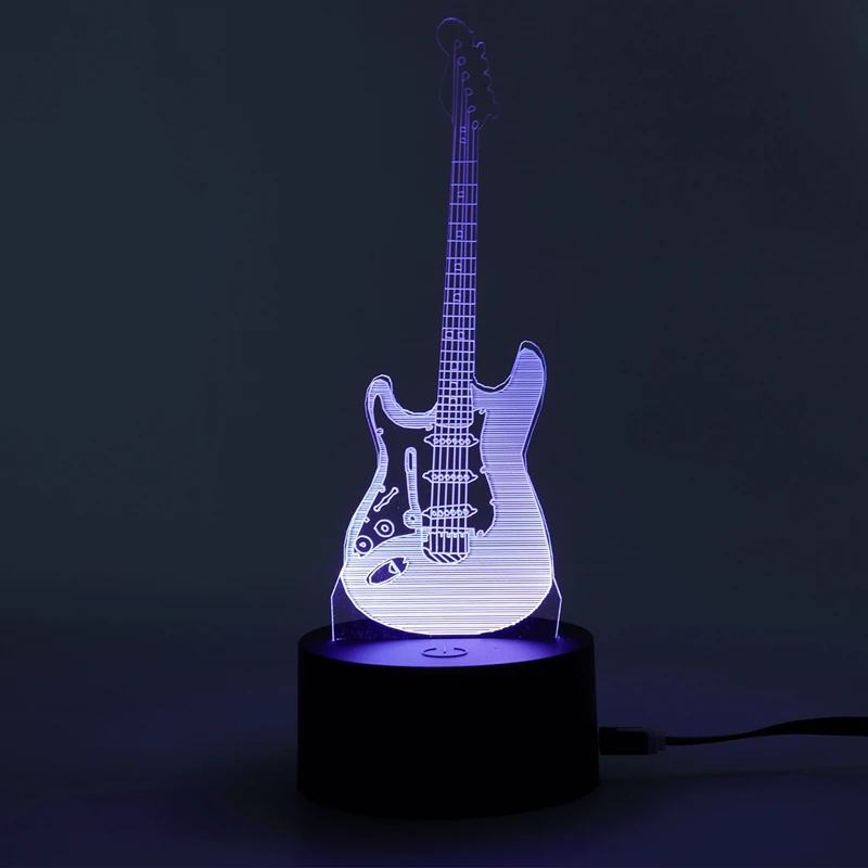 Новинка ночной Светильник для электрогитары 3D 7 цветов светодиодный сенсорный