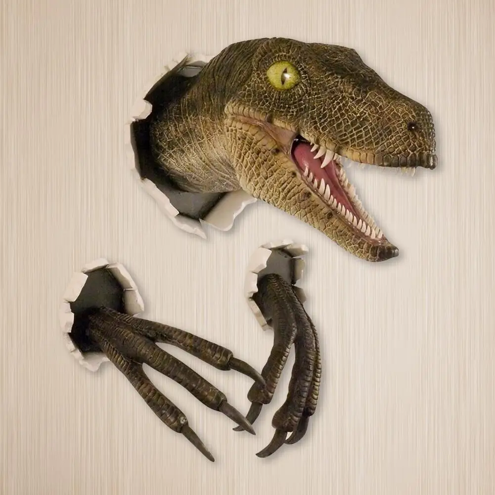 1 Set Cartoon Funny Imitation Delicate Dinosaur Wall Statue Figurine Emulsion Decorative Props | Дом и сад