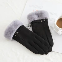 warm gloves ladies winter suede gloves winter outdoor riding touch screen plus velvet padded gloves