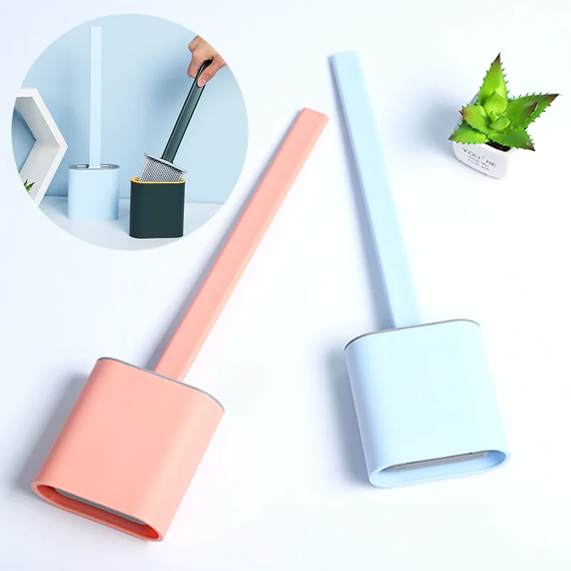 

Clamped toilet brush household long-handled soft bristled toilet brush without dead corners cleaning and decontamination toilet