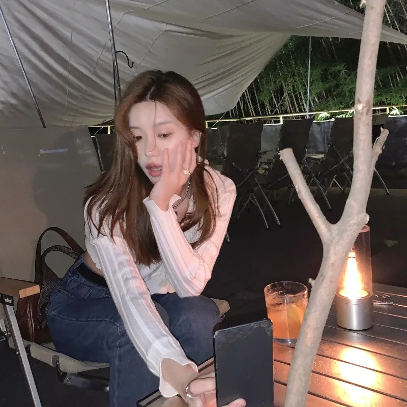 

KUSAHIKI Hooded Knitted Cardigan Tops Causal Long Sleeve Korean Crop Top Knitwear Coat 2021 Spring New Sweater Jacket 6E785