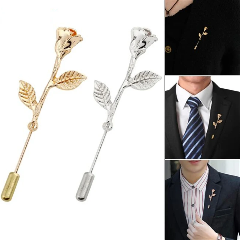 

Fashion Flower Brooch Special Design Men And Women Rose Gold Leaf Enamel Brooch Pin Casual Jewelry Clothes Backpack Accessories