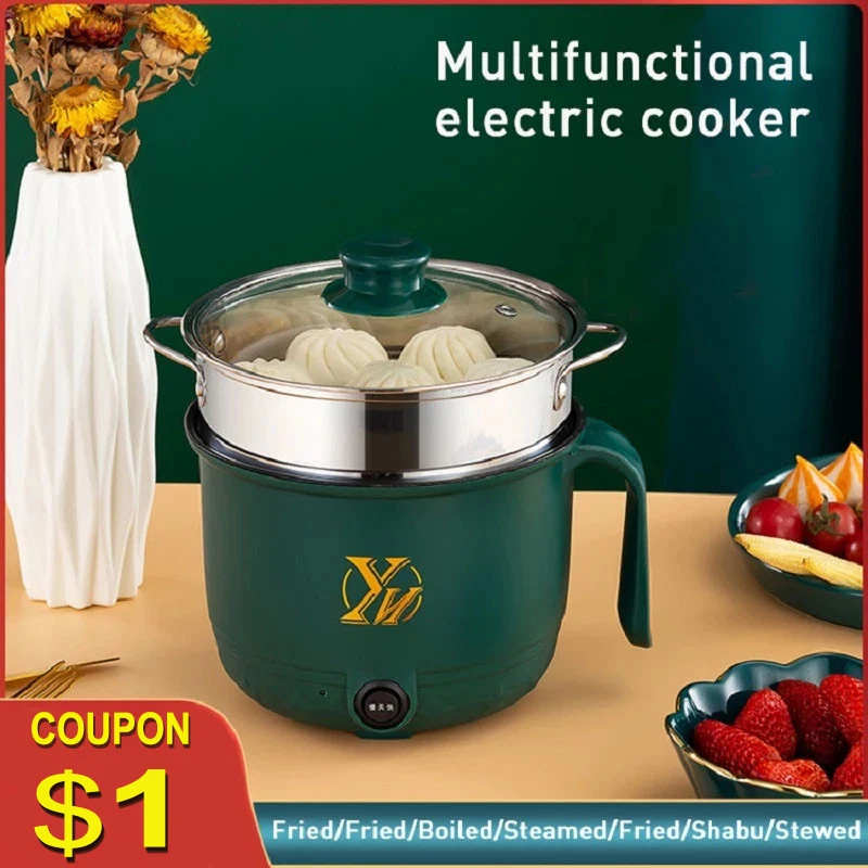 

Mini Electric Rice Cooker 220V Multifunction Cooking Pots Hotpot 1.8L Non-stick Household 1-2 Person Cooking Appliances