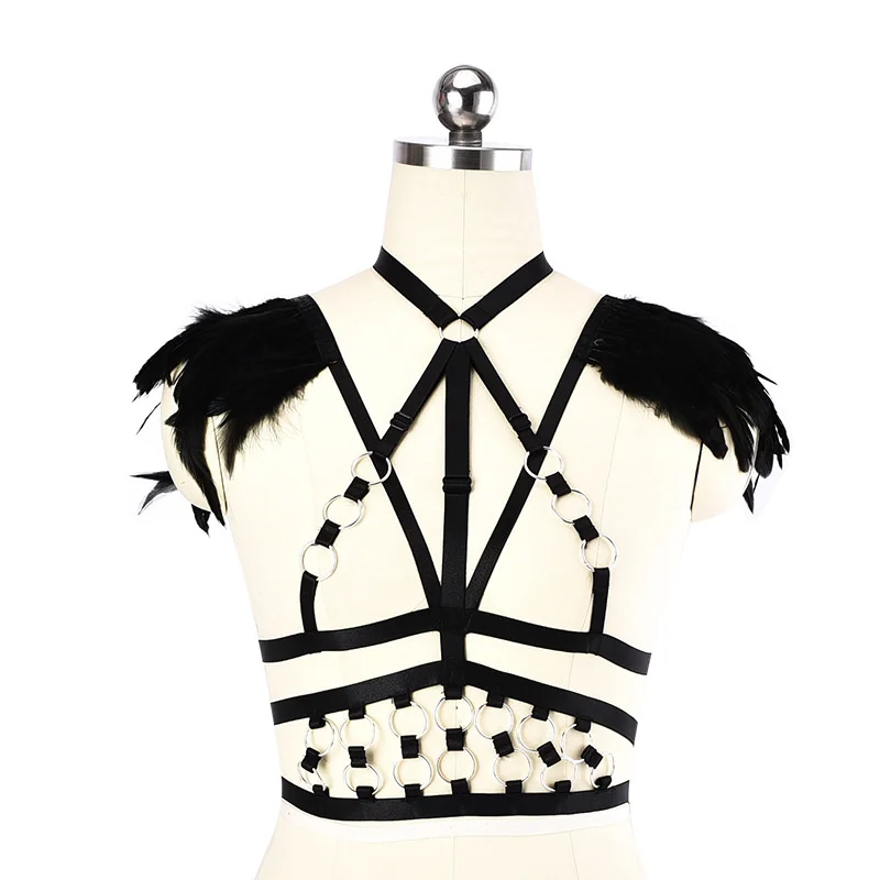 Черное перо металлическое кольцо бретель через шею упряжка для шеи нижнее белье