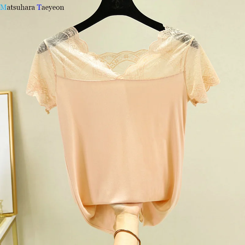 

Fashion Sexy Lace Hollow Womens T Shirt 2020 New Summer Short Sleeve Solid Tops T Shirt Women Casual Harajuku Tshirt Women