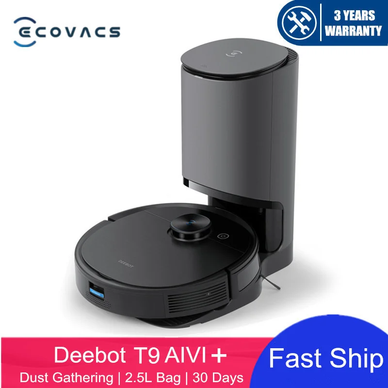 

2021 New ECOVACS DEEBOT T9 AIVI Plus Robot Vacuum Cleaner Fully Automatic Sweeping OZMO Pro Vibration Mop 0 Collision Auto Empty