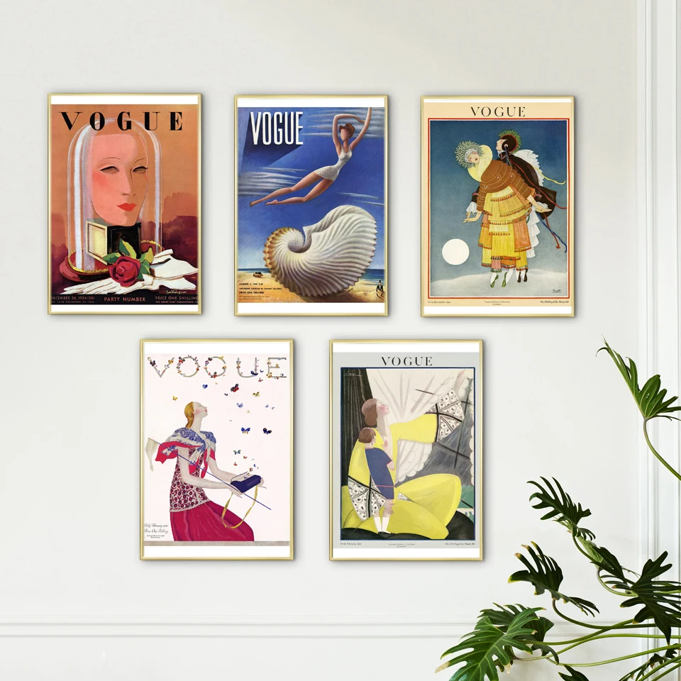 Современный холщовый постер VOGUE журнал Женская Живопись модное настенное