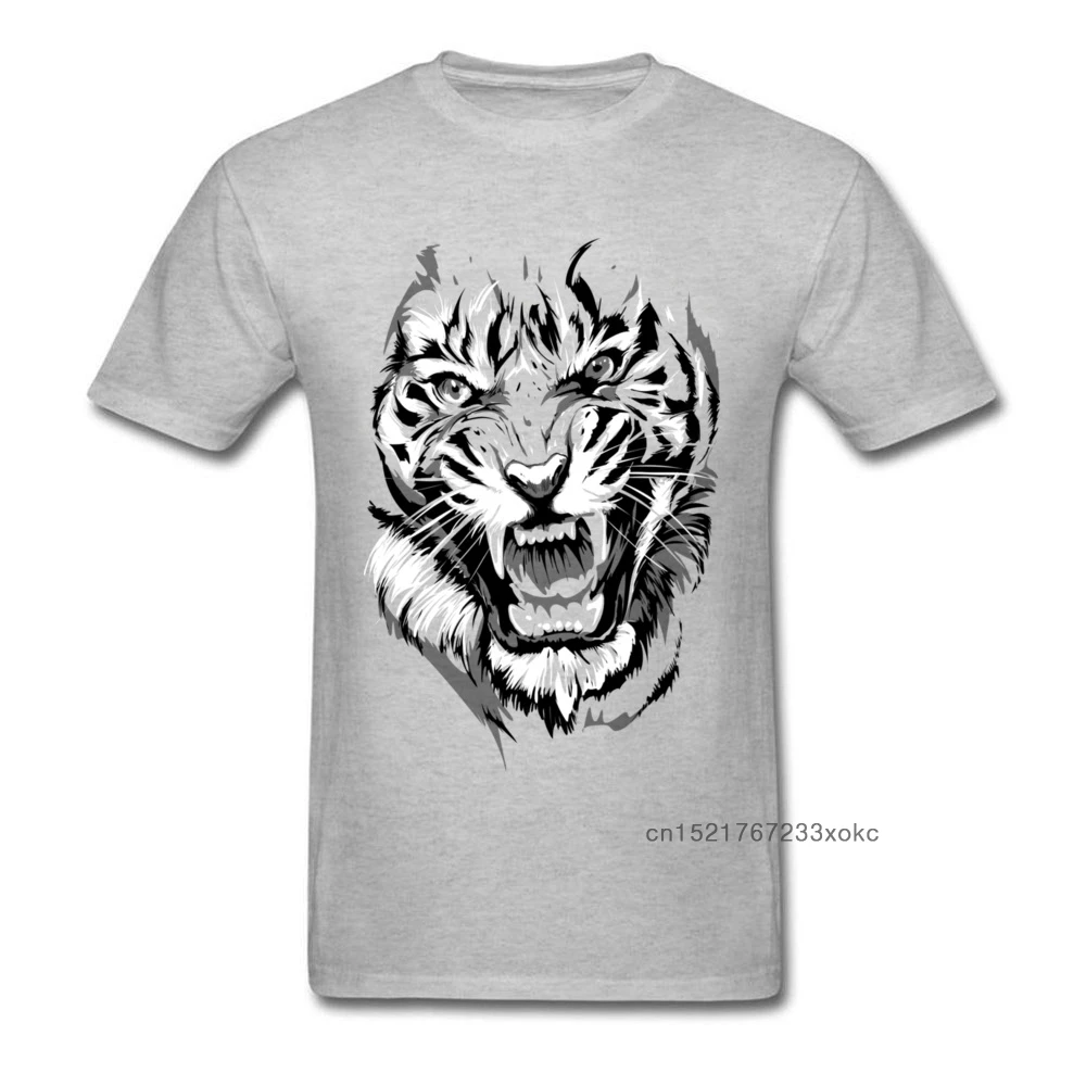 Мужская футболка с животным принтом серая черная Crazy roing Tiger Painting мужская летняя