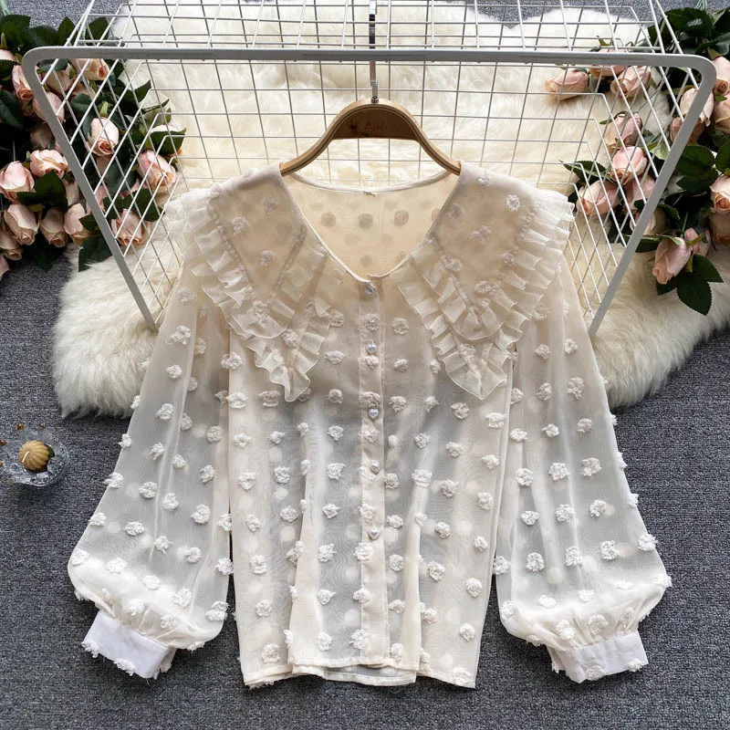 

Женская шифоновая рубашка Jastie, элегантная однобортная блузка с цветочным принтом, с пышными рукавами и кисточками, осень 2021