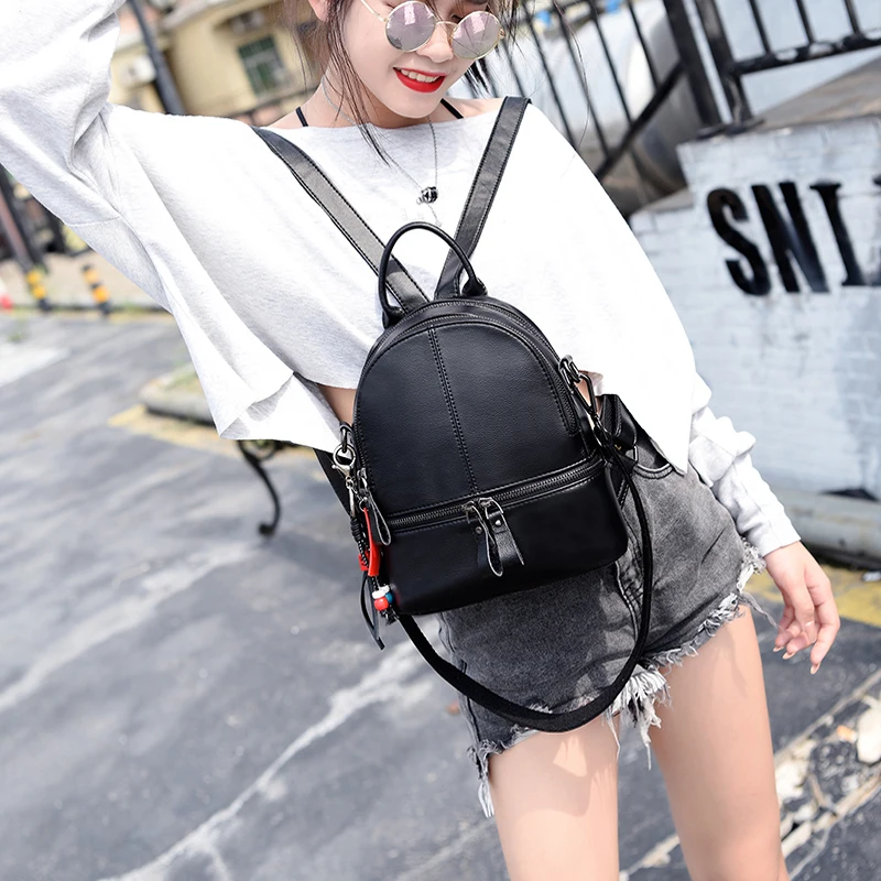 Кожаный мини рюкзак 2019 новый тренд Модный женский студенческий уличный Ins Super Fire