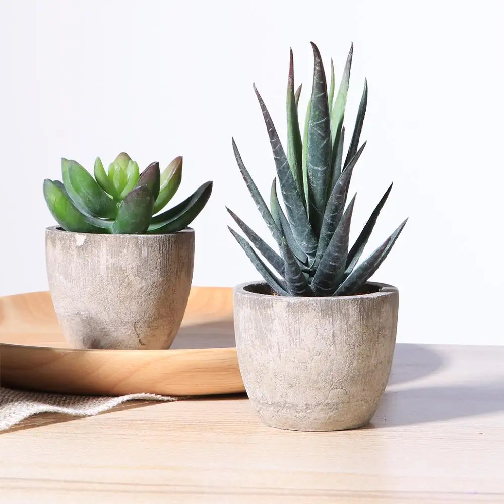 3 шт. искусственные суккулентные горшечные растения винтажный цементный