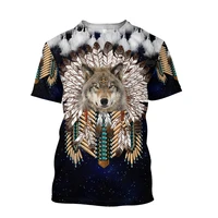 premium native culture wolf 3d printed t shirts women for men summer casual tees short sleeve t shirts short sleeve 09