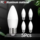 Светодиодная лампа в виде свечи, 5 шт.лот, алюминий, Е14, Е27, 10 Вт, теплый и холодный белый свет, 220 В переменного тока, люстра для домашнего декора