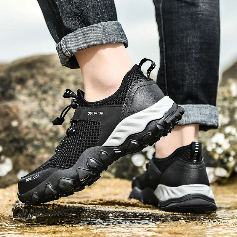 

Summer Men's Casual Mesh Shoes Breathable Soft Sole Pedal Wear-resistant Lightweight Running Shoes Hiking Outdoor Shoes